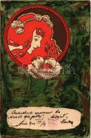 1900 Geruch / Art Nouveau lady. A. Sockl Vienne I. No. 875. litho s: Jos. Gaber (Rb)