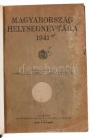Magyarország helységnévtára 1941. Szerk. és kiadja: A Magyar Kir. Központi Statisztikai Hivatal. Bp., Hornyánszky. XII+378+1. Műbőr kötésben, belekötve az eredeti sérült papírborító, kissé kopottas állapotban.