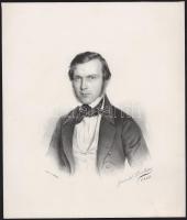 1843 Gabriel Decker (1821-1855): Portré (cím nélkül). Litográfia, papír, jelzett a nyomaton, nyomtatta Johann Rauh, javított lapszéli sérüléssel, lapméret: 27x22,5 cm