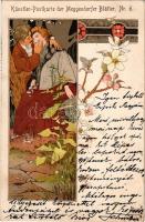 1899 Künstler-Postkarte der Meggendorfer Blätter Nr. 6. Verlag von J.F. Schreiber Art Nouveau, floral, litho s: Koloman Moser