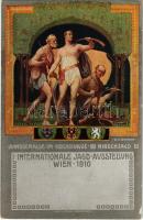 1910 Wien, Erste Internationale Jagdausstellung. Wandgemalde im Reichshause. Hirschjagd / The First International Hunting Exposition in Vienna. Advertisement art postcard s: A. H. Schram (felületi sérülés / surface damage)