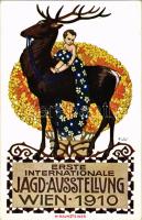 1910 Wien, Erste Internationale Jagdausstellung / The First International Hunting Exposition in Vienna. Advertisement art postcard s: H. Kalmsteiner