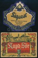 Vegyes nagyváradi italcímke tétel, 2 db: Dreher - Haggenmacher Nagyváradi Kupa-sör, Gloria liqueur