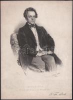 1850 Eduard Kaiser (1820-1895): Dr. Fr. Schuh sebészorvos, a Bécsi Egyetem professzora portréja. Litográfia, papír, jelzett a nyomaton, nyomtatta Johann Rauch, kissé viseltes, lapméret: 37x26,5 cm