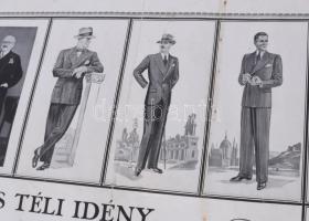 1933-34 Kraszner Lajos szövet, bélésáru és szabókellékek nagyáruháza, Bp., Deák tér 2., divatplakát,...