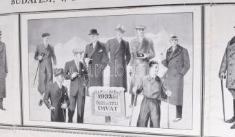 1933-34 Kraszner Lajos szövet, bélésáru és szabókellékek nagyáruháza, Bp., Deák tér 2., divatplakát,...