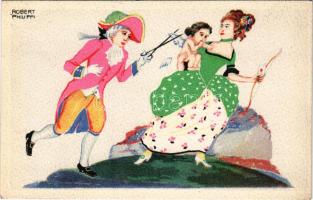 Barokk humoros művészlap / Baroque humour art postcard. B.K.W.I. 669-6. s: Robert Philippi