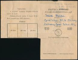 1952 Pajtás előfizetési lap 12 db Épületek bélyeggel / Pioneer periodical subscription form with 12 ...