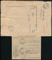 1952 Csomagszállító 4.20Ft Épületek bérmentesítéssel, a hozzá tartozó Díjhiányjelentés "Rab utá...