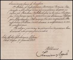 1855 Nagyvárad, Szaniszló Ferenc (1792-1869) váradi püspök aláírása egy egyházi dokumentumon, Kovács...