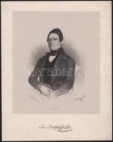 1844 Josef Kriehuber (1800-1876): Josef Redtenbacher (1810-1870) osztrák kémikus portréja. Litográfia, papír, jelzett a nyomaton, nyomtatta Johann Höfelich, kissé foltos, lapméret: 32,5x25,5 cm
