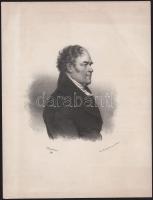 1833 Josef Kriehuber (1800-1876): Josef Stadler (1780-1847) osztrák bányamérnök portréja. Litográfia, papír, jelzett a nyomaton, kis lapszéli folttal, lapméret: 32,5x24,5 cm