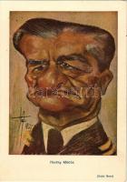 Horthy Miklós. Nemzetiszocialista-ellenes gúnyos karikatúra / Regent Horthy, Hungarian sympathizer of the Nazis. WWII Hungarian anti-NS mocking caricature s: Gatto Nero (Wittmann Rezső) (EK)