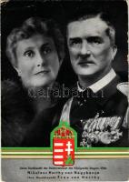 Horthy Miklós kormányzó és Horthy Miklósné Purgly Magdolna, magyar címer / Seine Durchlaucht der Reichsverweser des Königreichs Ungarn Vitéz Nikolaus Horthy von Nagybánya, Ihre Durchlaucht Frau von Horthy + "1938 Deutschlandreise Reichsverweser von Horthy Nürnberg" "Stadt der Auslandsdeutschen VI. Reichstagung d. Auslandsdeutschen Stuttgart 26. 8. - 4. 9. 1938" So. Stpl. (fa)
