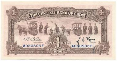 Kína 1936. 1Y "Central Bank of China" "A 050805 F" T:XF
China 1936. 1 Yuan &quo...
