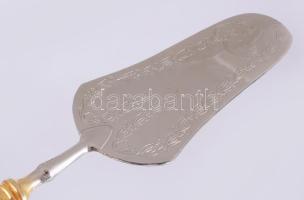 4 részes tortaszervírozó szett, díszdobozban, újszerű, h: 27 cm