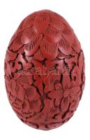 Kínai faragott lakk tojás dísztárgy. Jó állapotban, h: 7 cm