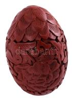 Kínai faragott lakk tojás dísztárgy. Jó állapotban, h: 7 cm