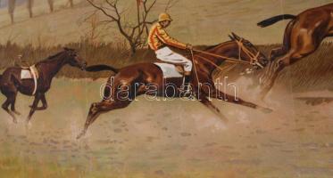 cca 1910 Pestvidéki Versenyegylet, lovassport plakát, litográfia, Klösz Műintézet, hajtásnyomokkal, ...