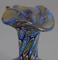 Murano millefiori váza, sérüléssel, repedéssel, m: 17 cm