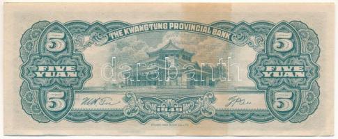 Kína 1949. 5Y "Kwangtung Provincial Bank" "343300" T:F
China 1949. 5 Yuan &quot...