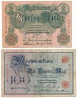 Német Birodalom 1905. 100M + 1910. 50M T:F German Empire 1905. 100 Mark + 1910. 50 Mark C:F Krause P#12, P#26