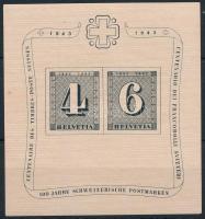 Svájc 1943 100 éves a svájci bélyeg blokk Mi 8 (Mi EUR 100.-) (pici ránc és folt / small crase and spot)