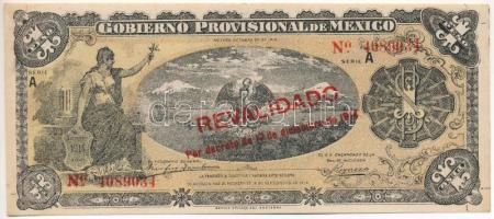 Mexikói államok / Mexikói Szövetségi Kerület 1914. 1P "Gobierno Provisional de Mexico" helyipénz, piros "REVALIDADO" felülbélyegzéssel, "A 4089034" T:AU,XF sarokhajlás Mexican states / Federal District of Mexico 1914. 1 Peso "Gobierno Provisional de Mexico" local money, with red "REVALIDADO" overprint, "A 4089034" C:AU,XF corner fold Krause P#S701