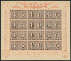 Svájc 1943 100 éves a svájci bélyeg blokk Mi 9 (Mi EUR 110.-) (pici gumihiba / small gum disturbance)
