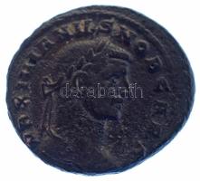 Római Birodalom 296 / Galerius / Siscia / Follis bronz (9,22g) T:XF,VF Roman Empire 296 / Galerius / Siscia / Follis bronze "MAXIMIANVS NOB CAES / GENIO POP-VLI ROMANI - B - star SIS" Genius standing left, modius on head, naked except for chlamys over left shoulder, holding patera and cornucopiae (9,22g) C:XF,VF RIC VI 98b