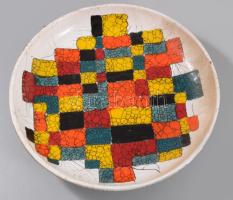 Hegyiné Lux Ágnes: Geometrikus falitál. Jelzett, kis kopással, d: 23,5 cm