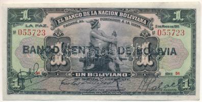 Bolívia 1911 (1929) 1B (fekete "BANCO CENTRAL DE BOLIVIA" felülbélyegzéssel, aláírásokkal) T:F szép papír Bolivia 1911 (1929) 1 Boliviano (with black "BANCO CENTRAL DE BOLIVIA" overprint, with signatures) C:F fine paper Krause P#112