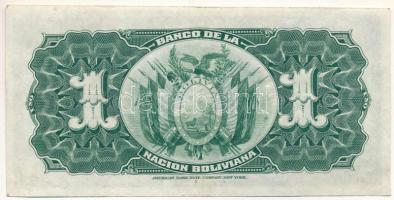 Bolívia 1911 (1929) 1B (fekete "BANCO CENTRAL DE BOLIVIA" felülbélyegzéssel, aláírásokkal)...