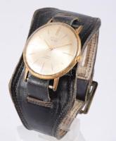 Poljot De Luxe mechanikus 23 köves karóra, bőr szíjjal, karcokkal, d: 34mm