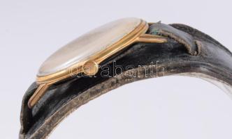Poljot De Luxe mechanikus 23 köves karóra, bőr szíjjal, karcokkal, d: 34mm