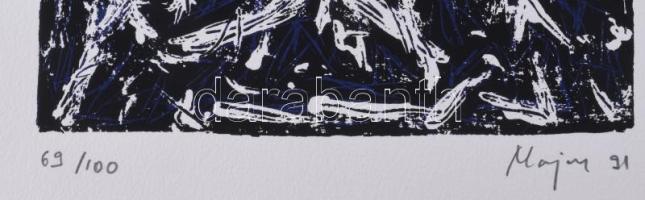 Major Kamill (1948-): Kaleidoszkóp (Cím nélkül), 1991. Szitanyomat, papír. Jelzett. Számozott: 69/10...