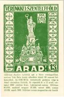 Arad, Vérünkkel szentelt föld. Irredenta képeslap a Vértanú szoborral. Közművelődési rt. kiadása / Hungarian irredenta propaganda, martyrs statue s: Tary
