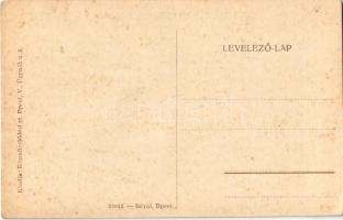 Kassa, Kosice; Kurucok előre Kassára! Magyar irredenta képeslap szoborral és címerrel. Közművelődési...