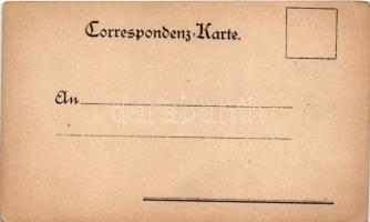 Gruß! / Man with velocipede (penny-farthing). litho (EK)