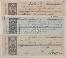 1908-1926. Budapest 13db 10f - 20K 13xklf névértékű kitöltött váltó T:XF-F