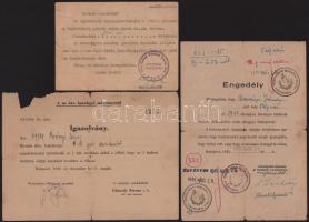 ca 1944 Weiss Manfréd gyár darukisérő tartózkodási engedély. + nevezés a Weiss Manfréd vállalt Atlétikai Szakosztályának 5000m. versenyére, Budapest elhagyási engedélye 1945. márc. 22.