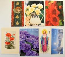 485 db MODERN üdvözlő képeslap, karácsonyi, húsvéti, újévi, nőnapi stb., motívumlapok dobozban / 485 modern greeting postcards in a box