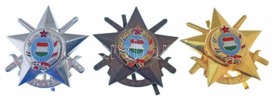 1960-1970 k. "Katonai Tízpróba (KTP)" arany, ezüst, bronz fokozata, zománcozott jelvények (3xklf) T:AU