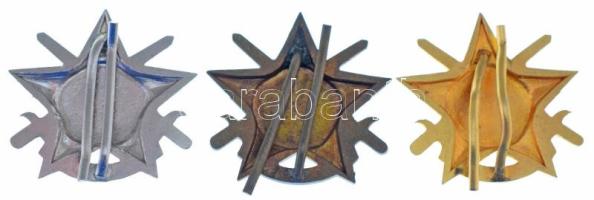 1960-1970 k. "Katonai Tízpróba (KTP)" arany, ezüst, bronz fokozata, zománcozott jelvények ...