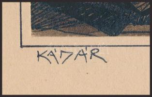 Kádár György (1912-2002): Konstruktív táj (cím nélkül), 1955. Akvarell, tus, papír, jelzett, kartonr...