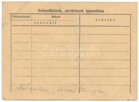 1944. Névre szóló, kitöltött viselői igazolvány a Tűzkereszt II. fokozatához, a "M. Kir. 7. Hon...
