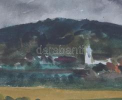 Nagy Gyula (1922-1966): Alsóörs látképe (Balatonfelvidék), 1961. Akvarell, papír, jelezve jobbra len...