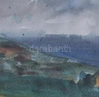 Nagy Gyula (1922-1966): Alsóörs látképe (Balatonfelvidék), 1961. Akvarell, papír, jelezve jobbra len...