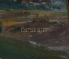 Nagy Gyula (1922-1966): Alsóörs látképe (Balatonfelvidék), 1961. Akvarell, papír, jelezve jobbra len...