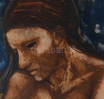 Sz. Győrfy Klára (1925-2008): Lány (női akt). Olaj, farost, jelezve jobbra fent. Fakeretben. Hátolda...